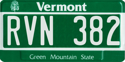VT license plate RVN382