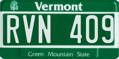 VT license plate RVN409