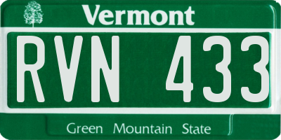 VT license plate RVN433