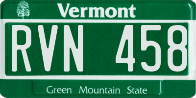 VT license plate RVN458
