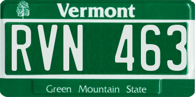 VT license plate RVN463