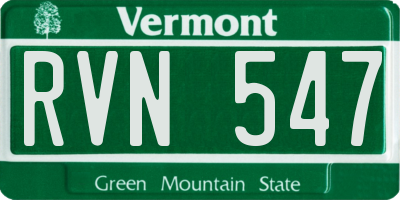VT license plate RVN547