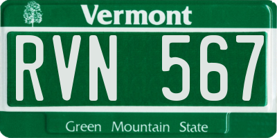 VT license plate RVN567