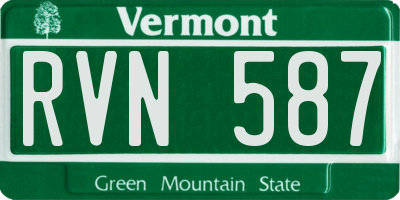 VT license plate RVN587