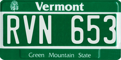 VT license plate RVN653