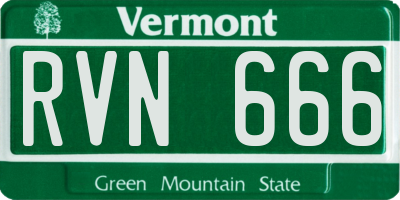 VT license plate RVN666