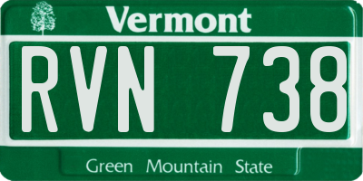 VT license plate RVN738