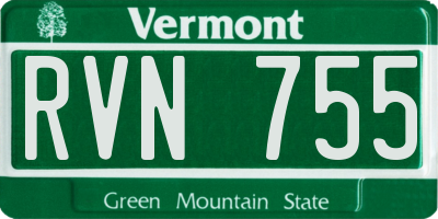 VT license plate RVN755