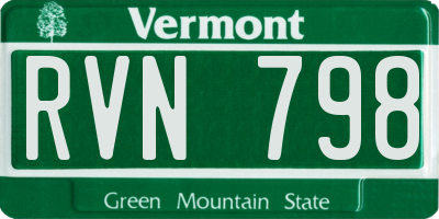 VT license plate RVN798