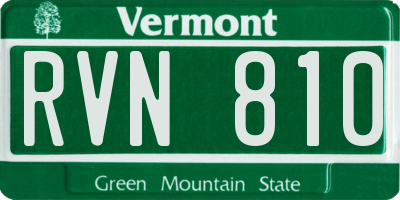 VT license plate RVN810