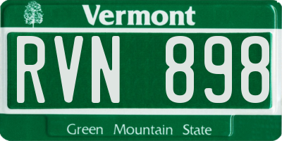 VT license plate RVN898