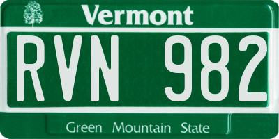 VT license plate RVN982