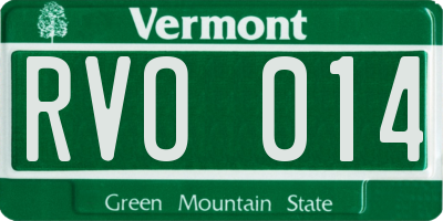 VT license plate RVO014