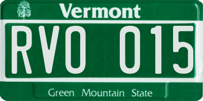 VT license plate RVO015