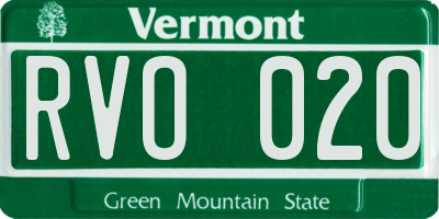 VT license plate RVO020