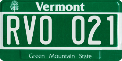 VT license plate RVO021