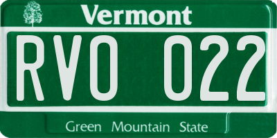 VT license plate RVO022