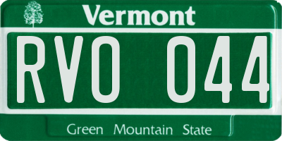 VT license plate RVO044