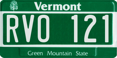 VT license plate RVO121