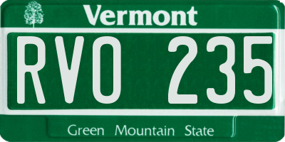 VT license plate RVO235