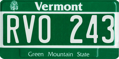 VT license plate RVO243