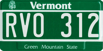 VT license plate RVO312