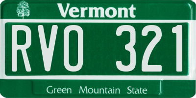 VT license plate RVO321