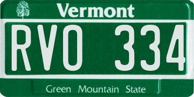 VT license plate RVO334