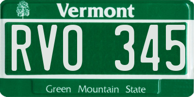 VT license plate RVO345