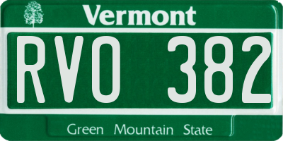 VT license plate RVO382