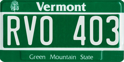 VT license plate RVO403