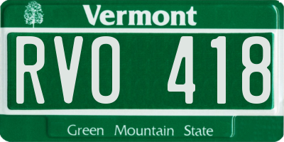 VT license plate RVO418