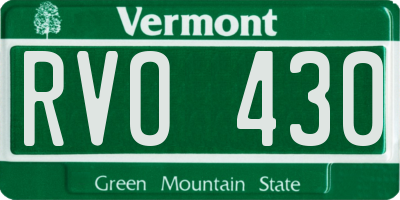 VT license plate RVO430