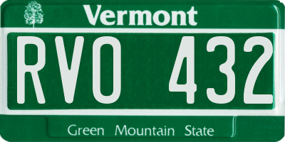 VT license plate RVO432