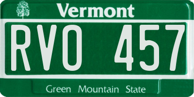 VT license plate RVO457