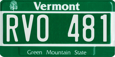 VT license plate RVO481