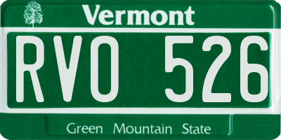 VT license plate RVO526