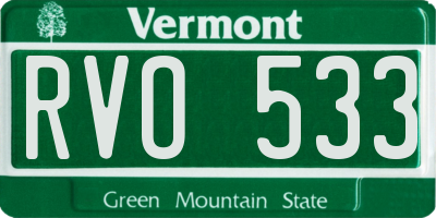 VT license plate RVO533