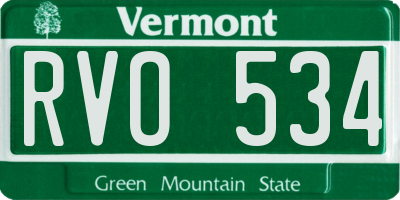 VT license plate RVO534