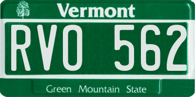 VT license plate RVO562