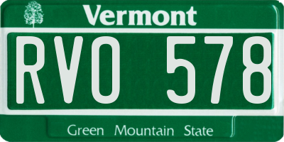 VT license plate RVO578