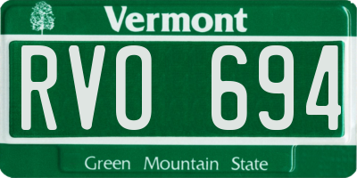 VT license plate RVO694