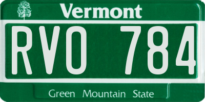 VT license plate RVO784
