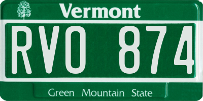 VT license plate RVO874