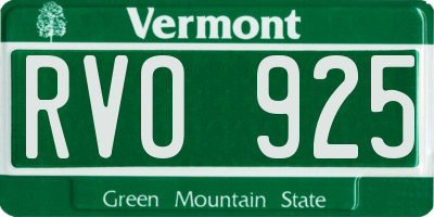 VT license plate RVO925