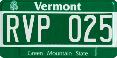 VT license plate RVP025