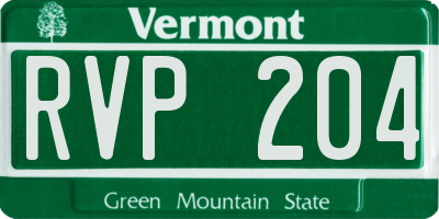 VT license plate RVP204