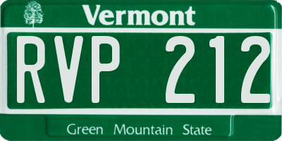 VT license plate RVP212