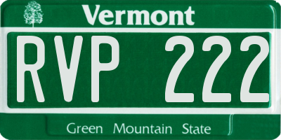 VT license plate RVP222