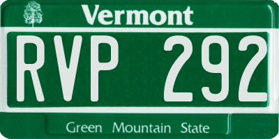 VT license plate RVP292